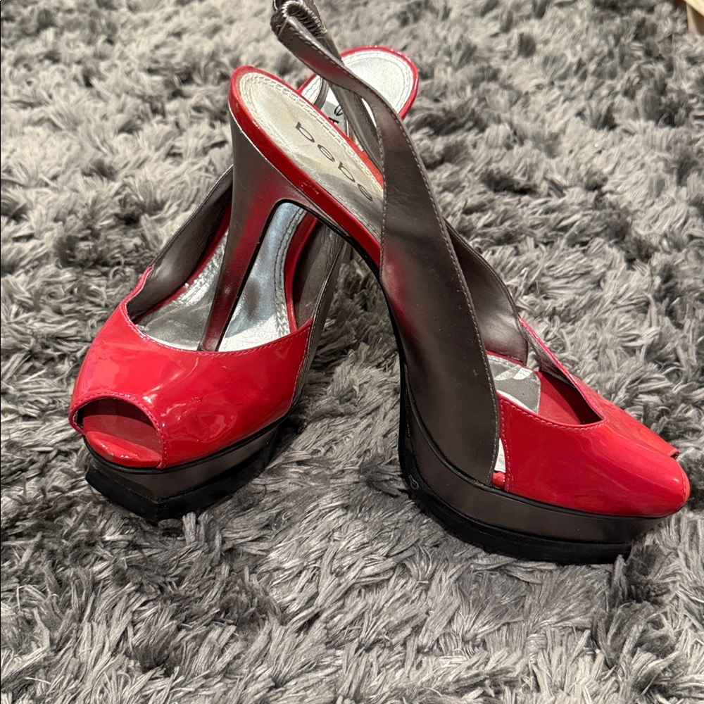 BEBE Pink and Silver  Platform Heels